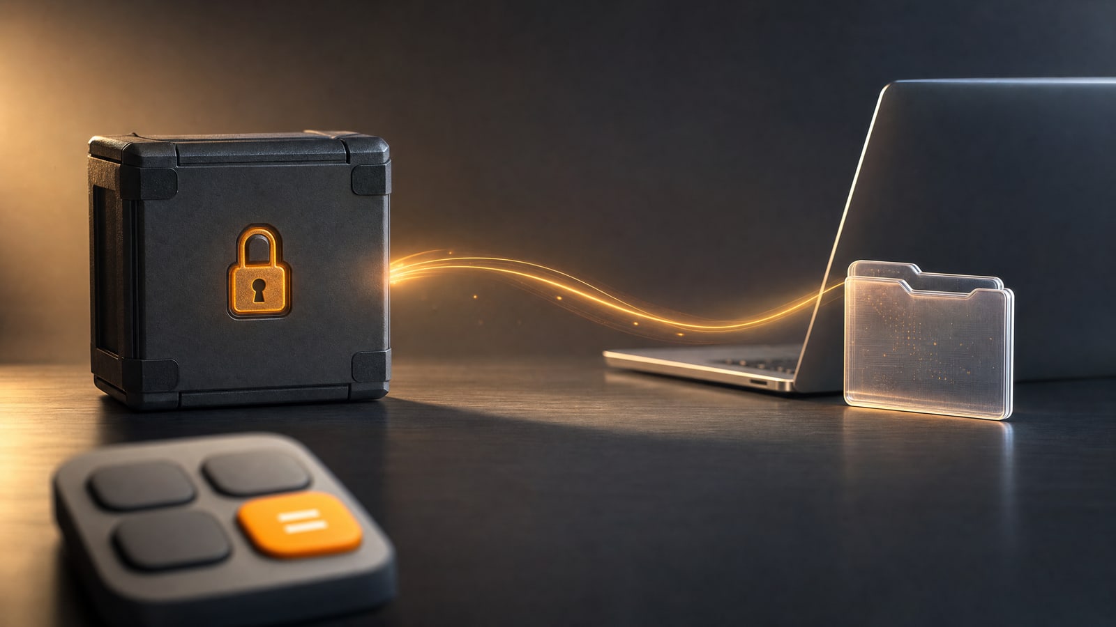 Locked local vault transferring an export to a computer and folder